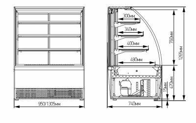 Холодильная витрина МХМ Veneto VS-1,3 нерж.